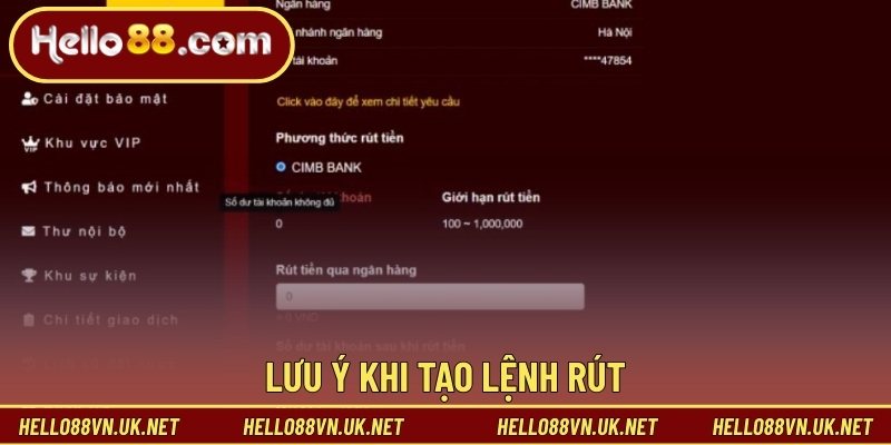 Lưu ý khi tạo lệnh rút