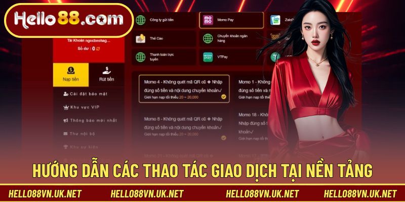 Hướng dẫn các thao tác giao dịch tại nền tảng